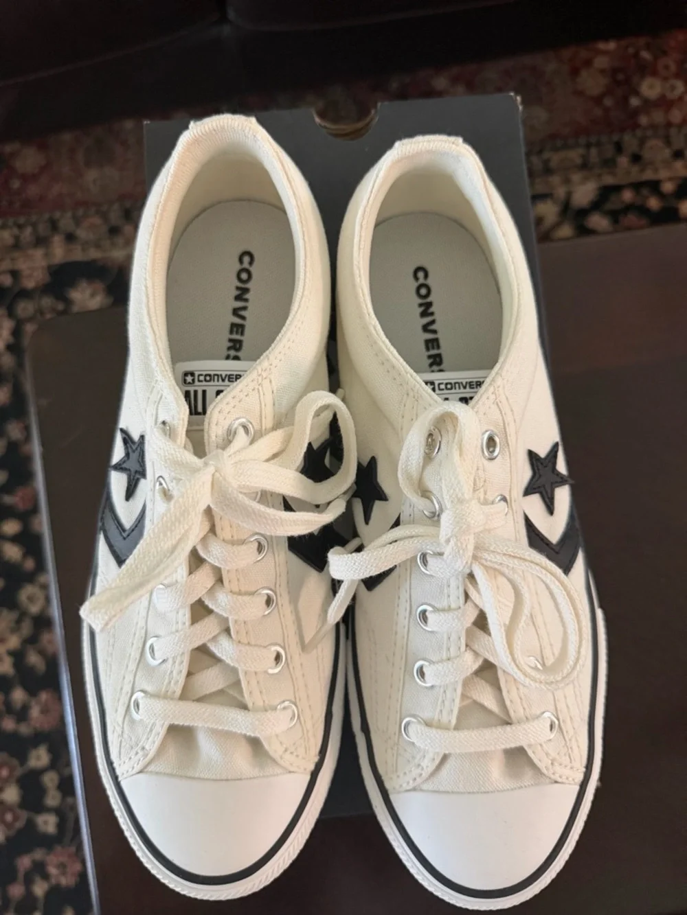 Converse Kids Low Top Sneakers in White and Black Star Logo